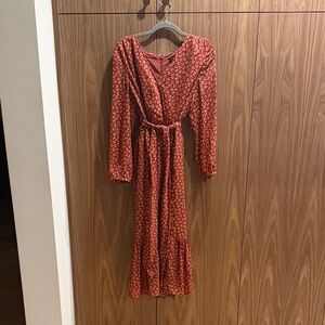 J. Crew Rust Floral Wrap Maxi Dress
